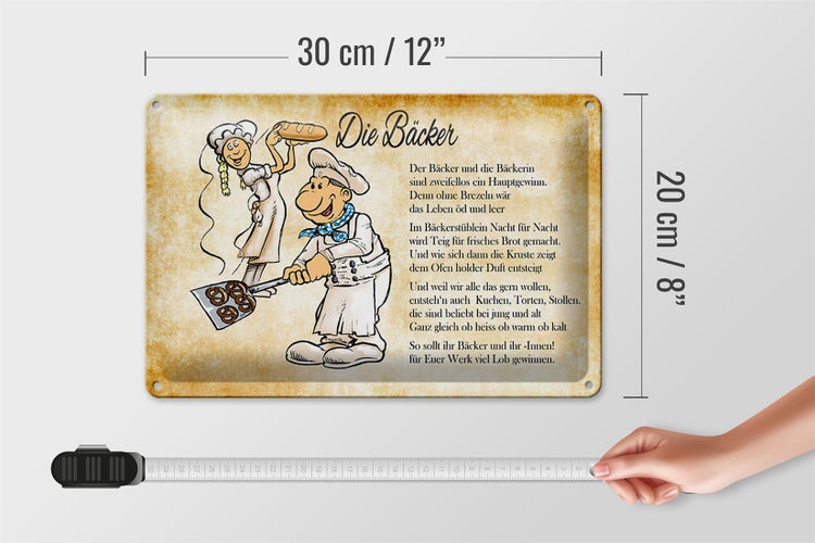 Blechschild Spruch 30x20cm Die Bäcker und die Bäckerin