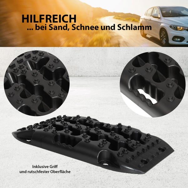 2 x Anfahrhilfe 58 x 30 x 7 cm 5 t Tragkraft Sandboards Offroad Traktionshilfe Schnee stapelbar