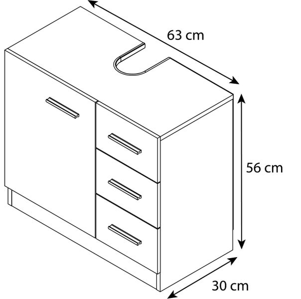 Holz Badmöbel Badunterschrank Zalo XL Schublade