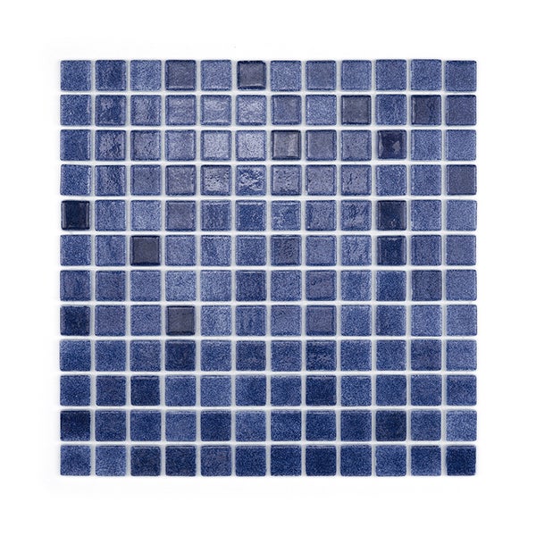 Quadratische Mosaikfliesen auf Netz montiert in Blau für Wand und Boden im Innenbereich
