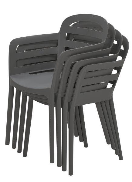 Stapelbarer Gartenstuhl aus Kunststoff in Dunkelgrau