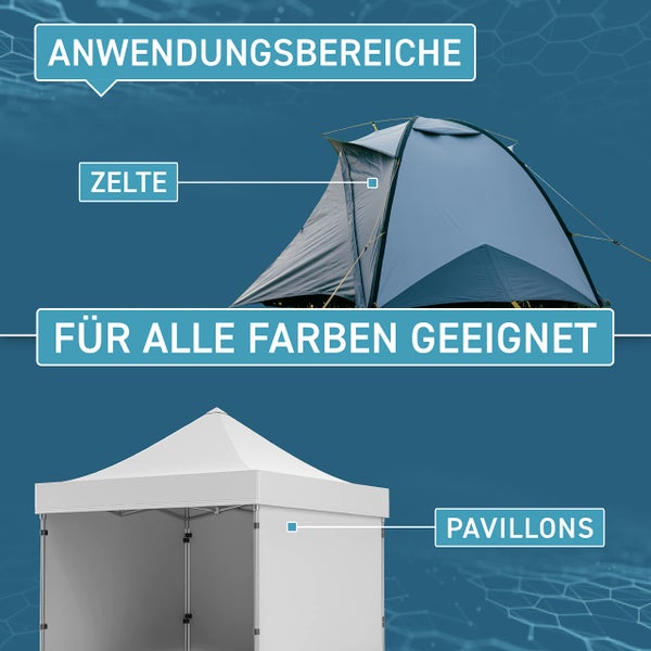 PLINTEX® 580ml Zelt & Pavillon Imprägnierung | Imprägnierspray für Zelte, Markisen, Sonnenschirm oder Pavillons | effektiver Flächen- & Nahtdichter für Zelte | dermatologisch getestet & atmungsaktiv
