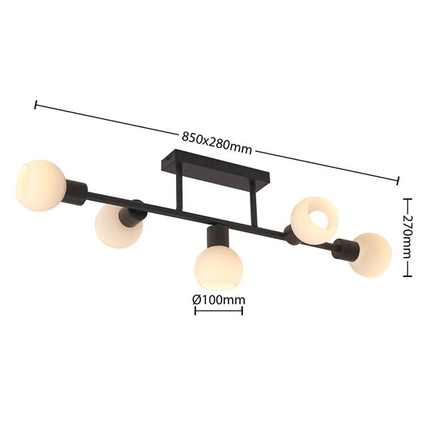 Lindby Deckenlampe Biscala (Modern) in Schwarz aus Metall (5 flammig, E14) - Deckenleuchte Lampe Wohnzimmerleuchte