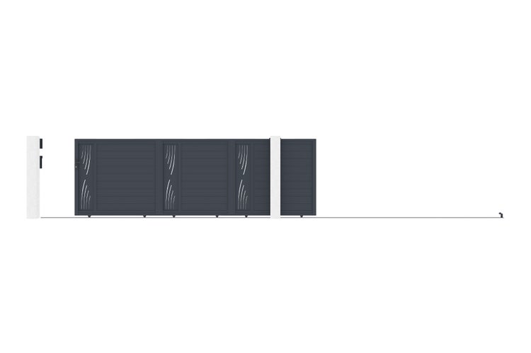 Schiebetor 5m VELETA H.160 graues Aluminium