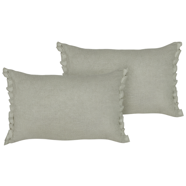 Dekokissen 2er Set SASSAFRAS Leinen 30 x 45 cm Hellgrau Ohne Muster