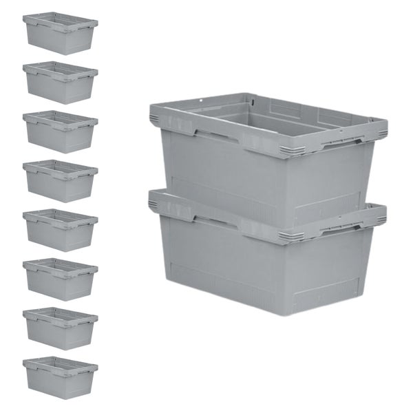 PROREGAL Mega Deal 10x Conical Mehrweg-Stapelbehälter Grau HxBxT 27,3 x 40 x 60cm 47 Liter Lagerbox  Eurobox  Transportbox  Transportbehälter