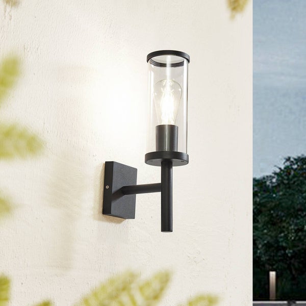 Lucande Wandleuchte außen Zanta (spritzwassergeschützt (Modern) in Schwarz aus Aluminium (1 flammig, E27) - Außenwandleuchten Wandlampe Led Außenlampe Outdoor für Außenwand/Hauswand