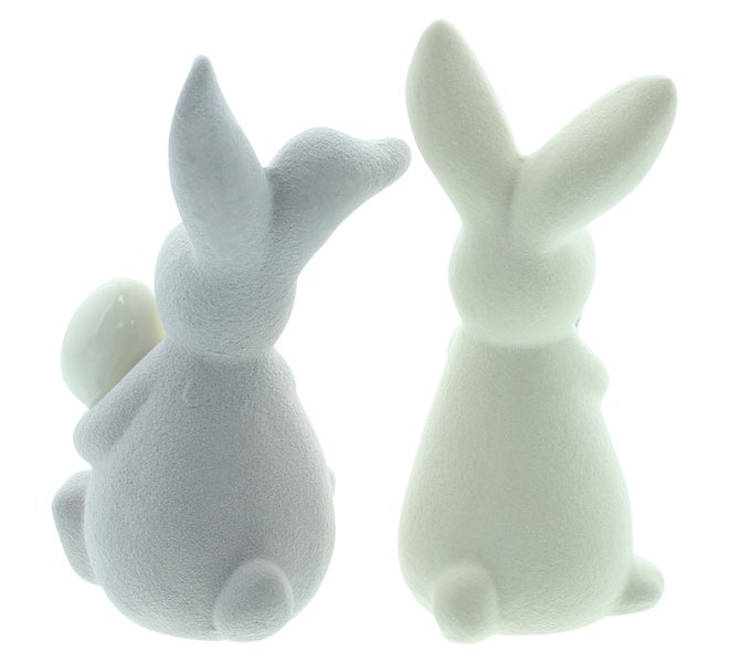 FRANK FLECHTWAREN|Hase Herzchen & Osterei, 2er Set, 6 x 6 x 12,5 cm, 6,5 x 5,5 x 12,5 cm, PORZELLAN