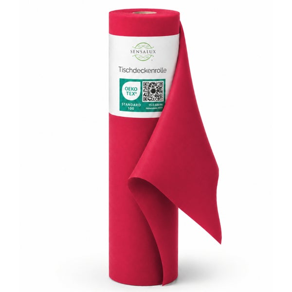 Sensalux Tischdeckenrolle in Rot, Oeko-Tex Standard 100 zertifiziert.