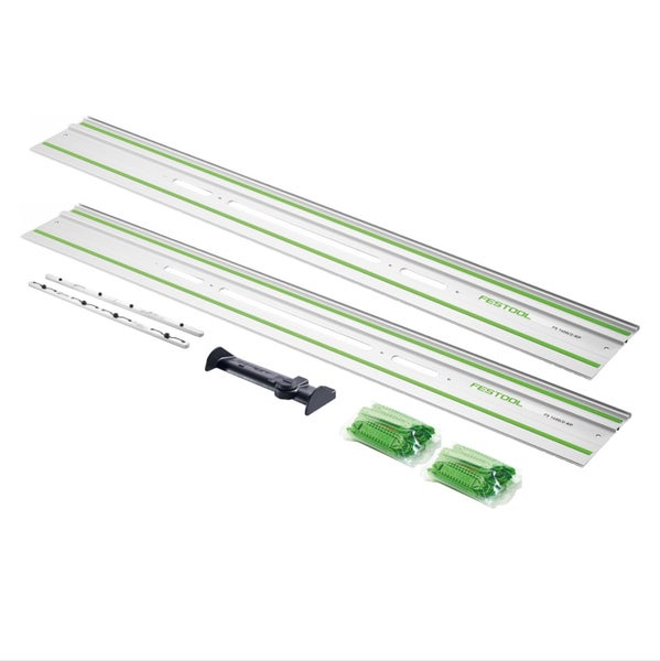 Festool FS 1400/2-KP Führungsschiene 2 Stück 1400 mm für Hand, Tauch und Stichsägen / Oberfräse + FS/2-AW Abweiser + FSV/2 Verbindungsstück
