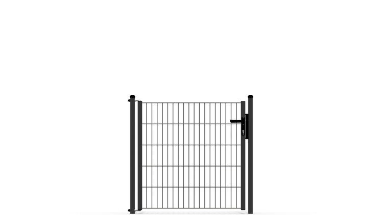 Gartentor ZAUNGURU ECO-Line aus Metall, Höhe: 103cm, Breite: 117cm, 1-flügelig inkl. Pfosten, Locinox-Schloss und Zubehör, Feuerverzinkt und zusätzlich in RAL 7016 Anthrazitgrau pulverbeschichtet