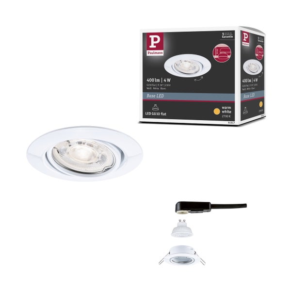 LED Einbauleuchte Base GU10 Flat schwenkbar 4W 400lm 230V 2700K Weiß