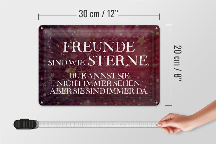 Blechschild Spruch 30x20cm Freunde sind wie Sterne Schild