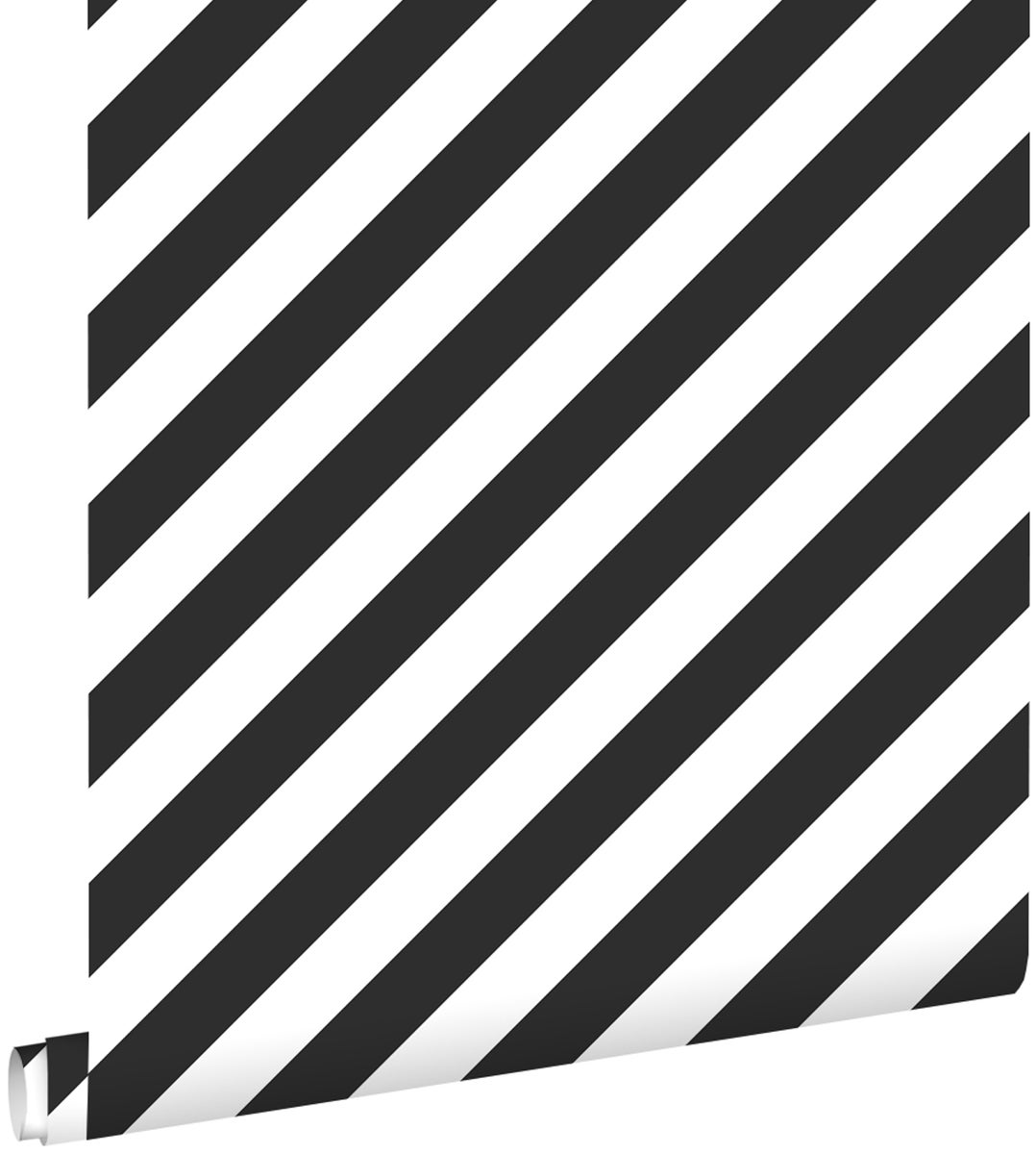 ESTAhome Tapete Streifen Schwarz-Weiß - 0,53 x 10,05 m - 139112