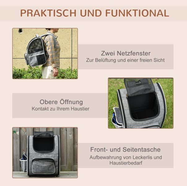 Funktionale Haustiertragetasche mit Netzfenstern und Stauraum