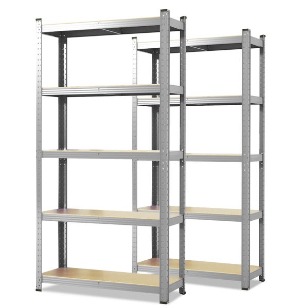 FLOORDIREKT Schwerlastregal Lakota - 2er Set - Universal einsetzbar - Verzinkt  - 200 x 120 x 60 cm - Traglast bis 875 kg