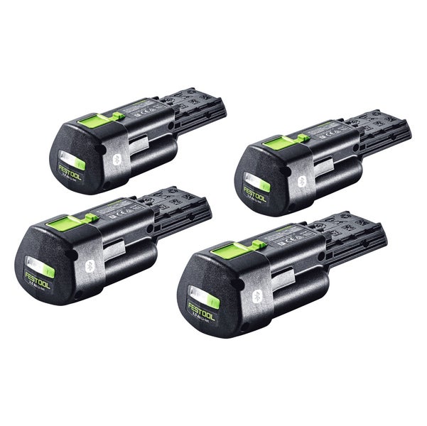 Festool Akku Set 4x BP 18 Li 3,0 Ergo I Akku 18 V 3,0 Ah / 3000 mAh Li-Ion ( 4x 577704 ) mit Ladestandanzeige