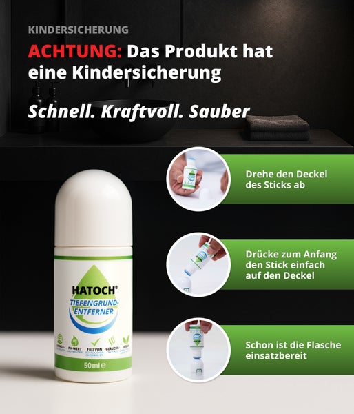 Hatoch Tiefengrundentferner mit Kindersicherung und Anwendungsanleitung