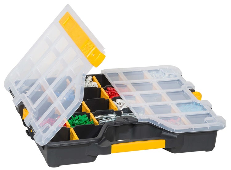 PROREGAL SparSet 5 x Sortimentskasten EuroPlus Basic HxBxT 6,5 x 36,5 x 29,5 cm Schwarz-Transparent-Gelb