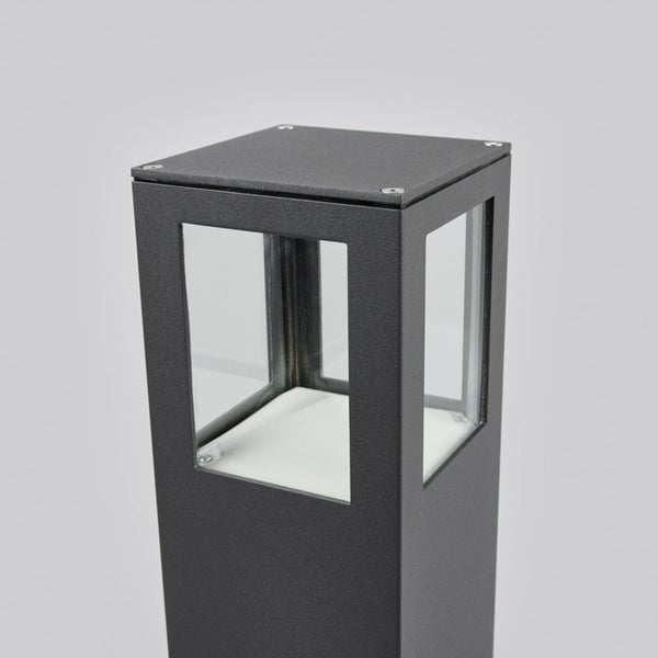 Lucande LED Außenleuchte Nicola (spritzwassergeschützt (Modern) in Schwarz aus Aluminium (1 flammig, ) - Wegeleuchte Pollerleuchte Wegelampe Sockelleuchte