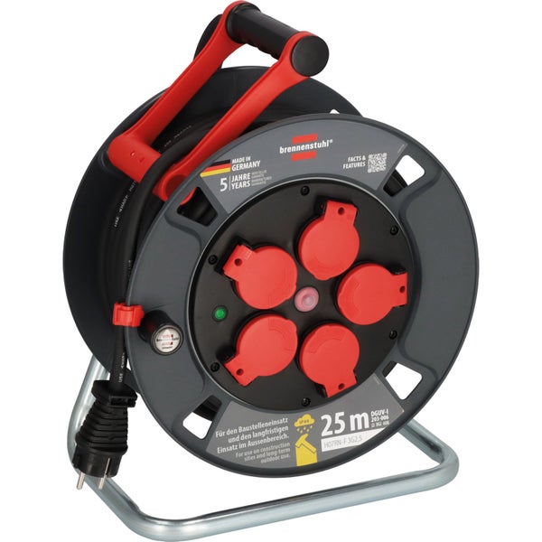 Brennenstuhl Kabeltrommel mit 25 Meter Kabellänge für den Baustelleneinsatz