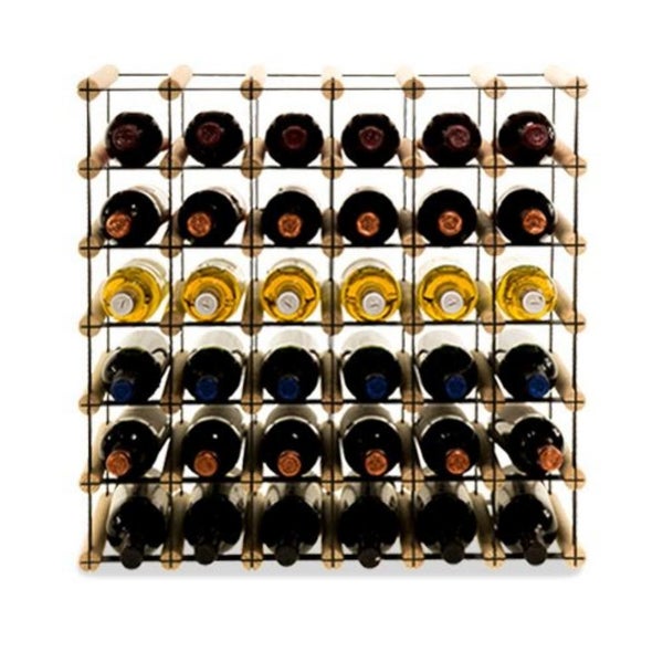 PROREGAL Modulares Weinregal Vinotega Mod Metal HxBxT 52,5 x 62,5 x 24,5 cm 6 x 5 Flaschen Massives Kiefernholz Natur