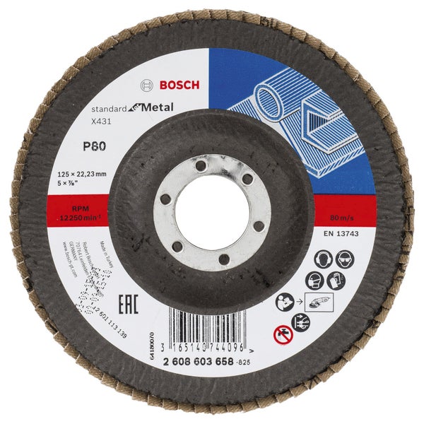 Bosch Fächerschleifscheibe X431 Standard for Metal gewinkelt 125 mm 22,23 mm 80 - 2608603658