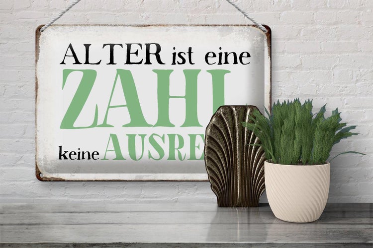 Blechschild Spruch 30x20cm Alter ist Zahl keine Ausrede