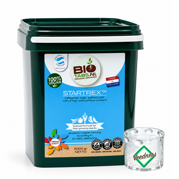 BioTabs Startrex organischer Bodenverbesserer in einem 5000 Gramm Eimer mit Bodenbakterien fuer gesundes Pflanzenwachstum