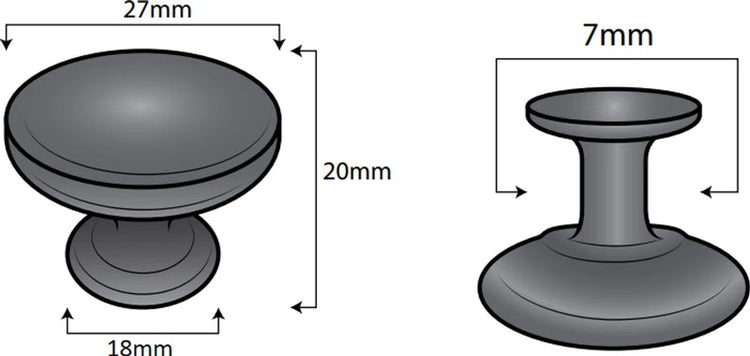 Schrankknopf / Möbelknopf Macon 27 mm Schwarz Set 5