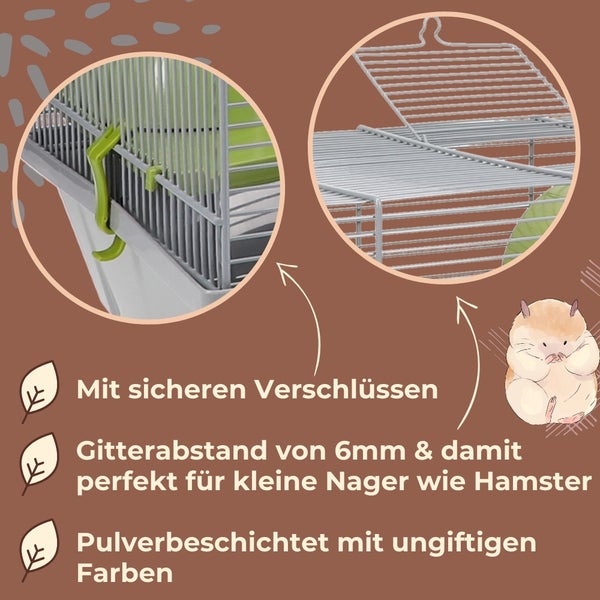 Mäusekäfig Hamsterkäfig Nagerkäfig Schlafhaus Laufrad Etage Rampe