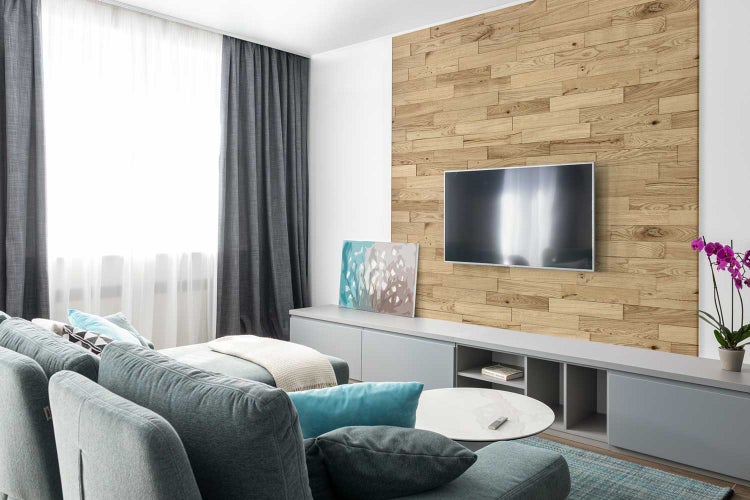 wodewa Wandverkleidung Holz 3D Optik Eiche Rustikal, natur, 400, selbstklebend 1m² Wandpaneele Moderne Wanddekoration Holzverkleidung Holzwand Wohnzimmer Küche Schlafzimmer