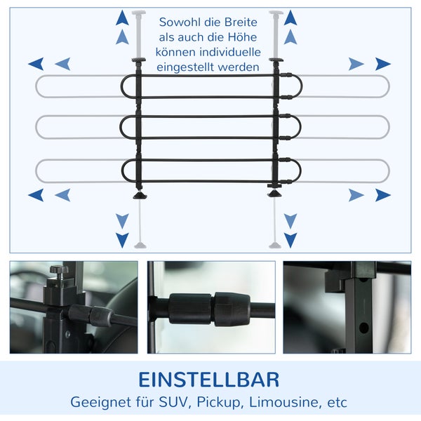 PawHut Hundeschutzgitter, 89-150L x 9B x 76-124H cm, Stahl, PP, Schwarz
