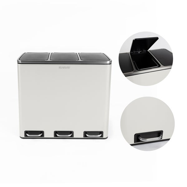 Detailansicht eines Kara Abfallbehälters mit Deckel und Griff