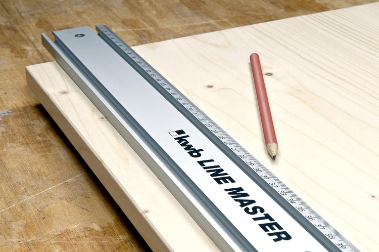 kwb LINE MASTER Präzisionslineal  1000-mm Universal-Führungsschiene für Kreissäge, Stichsäge und Oberfräse, Silber