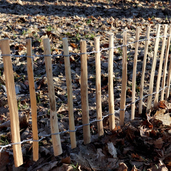 15m Staketenzaun Rollboarder 60cm hoch Lattenabstand 4-6cm Gartenzaun aus Haselnuss Holzzaun