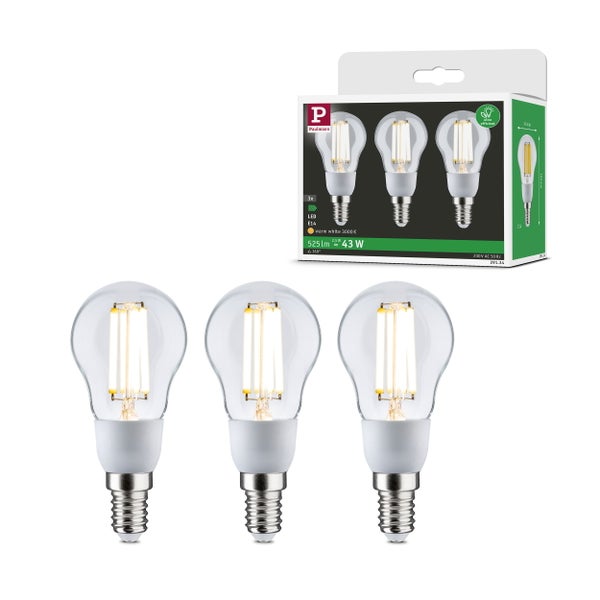 Eco-Line Filament 230V LED Tropfen E14 3er-Set 100 mm 3x525lm 3x2,5W 3000K Klar