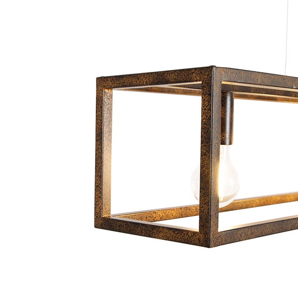 Würfelförmige Pendelleuchte mit Glühbirne