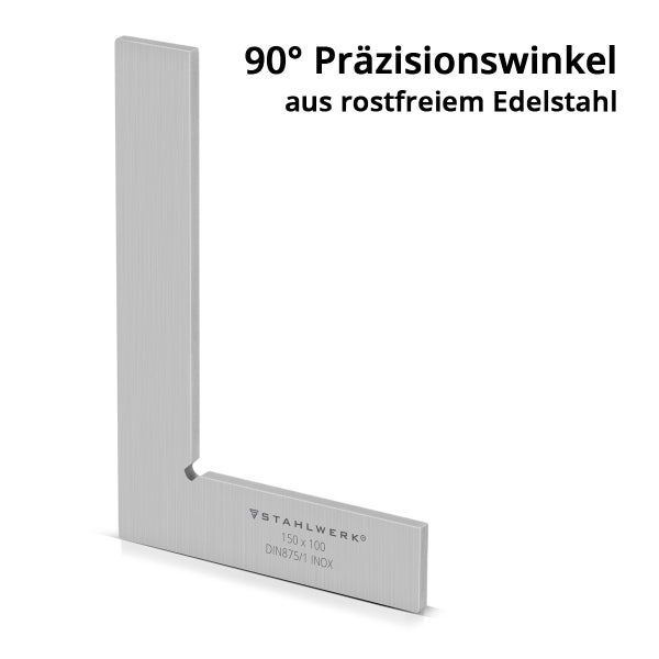 Präzisionswinkel aus Edelstahl, 90 Grad, 150 x 100 mm