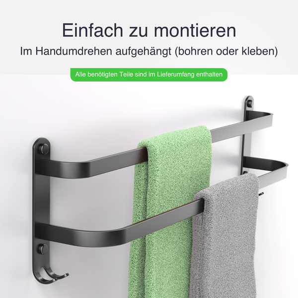 EAVY Badetuchhalter Edelstahl Schwarz 60cm
