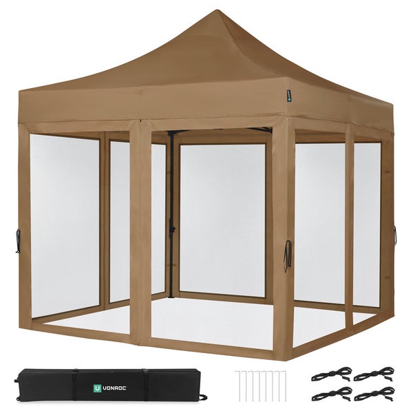 VONROC Pavillon 3x3m wasserdicht stabil - Partyzelt EasyUp System [3Min Aufbau] Popup Faltpavillon modular erweiterbar als Festival Zelt, Gartenpavillon