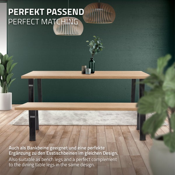 ML-Design 2er Set Tischbeine Loft 44x42 cm Industrial, Profil 8x2cm, Stahl, Industriedesign, U-Form, Metall Tischgestell scandic, Tischkufen Tischuntergestell Möbelfüße Bankkufen Bankgestell Bankbeine