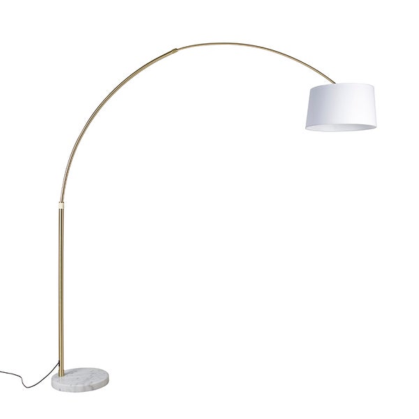 Stehlampe mit Bogen, Lampenschirm und Marmorfuß