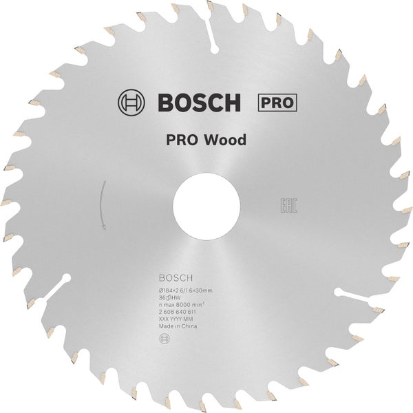Bosch PRO Wood Kreissägeblatt 184 x 2,6 x 30 mm - 2608640611