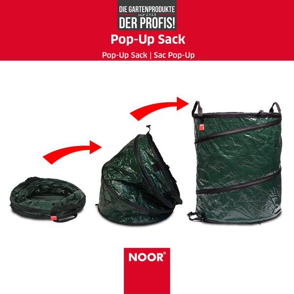 Gartenabfallsack POP-UP - 100 Liter - Grün - Gartensack selbststehend und faltbar - reißfester Laubsack zum Transport von Gartenabfällen