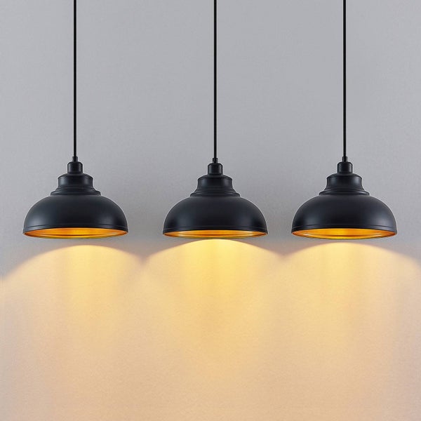 Lindby Pendelleuchte Emna (Retro, Vintage Antik) in Schwarz aus Metall (3 flammig E27) - Deckenlampe Esstischlampe Hängelampe Hängeleuchte Wohnzimmerleuchte