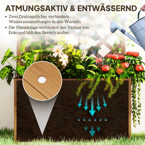 Outsunny Hochbeet Pflanzkasten mit Rankgitter Dach Spalier Pflanzkübel Blumenkasten Holz, Gartenspalier 64 x 33 x 122cm für Garten Balkon Terrasse, Blumenkübel für Kletterpflanzen Korbpflanzen, Blumen