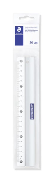 Staedtler Aluminium-Lineal, 20 Zentimeter, rutschfest, in Originalverpackung.
