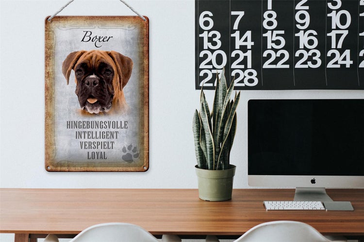 Blechschild Spruch 20x30cm Boxer Hund intelligent Schild