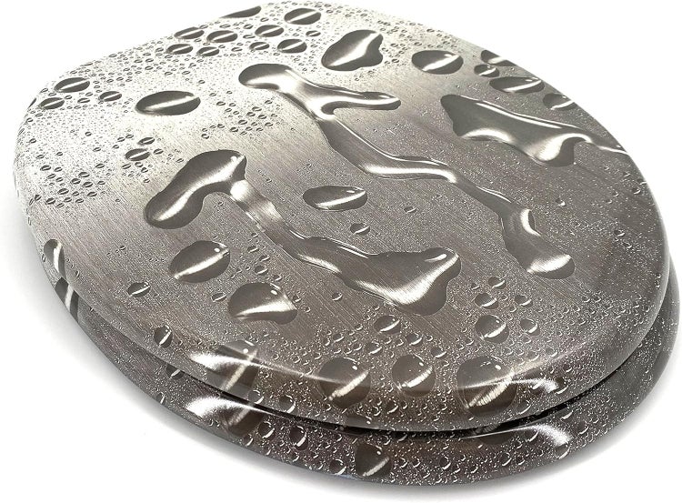 ADOB Design WC Sitz Raindrops, Holzkern bedruckt, verstellbare Metallscharniere, universalpassend